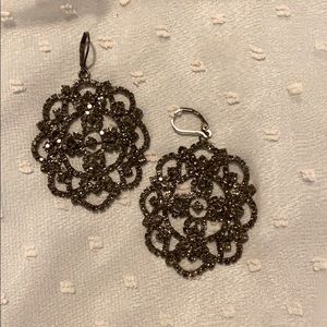 Vera Wang gunmetal crystal drop earrings